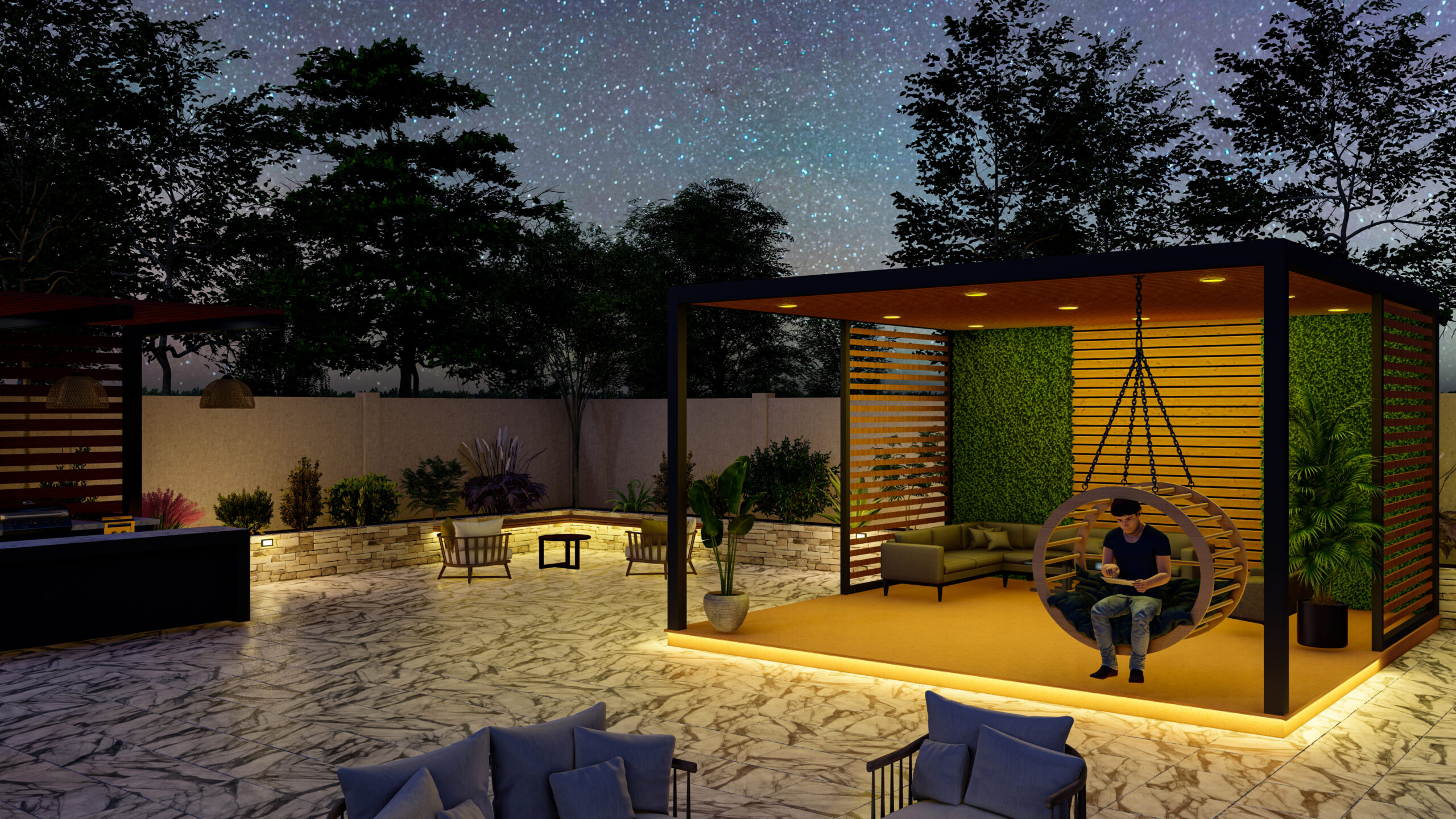 ideas para iluminar pergola